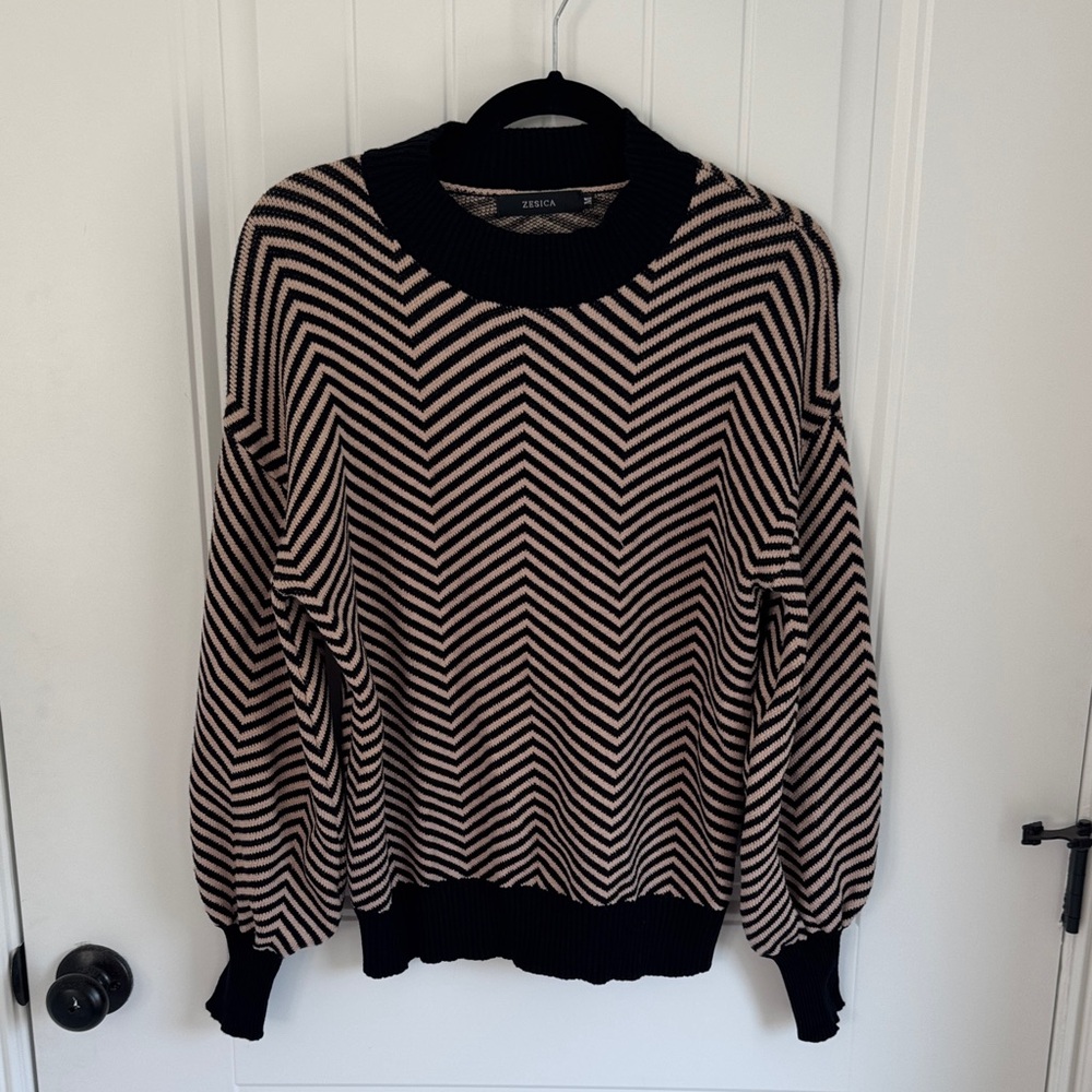 Zesica Long Sleeve Striped Ribbed Knit Loose Pullover Sweater